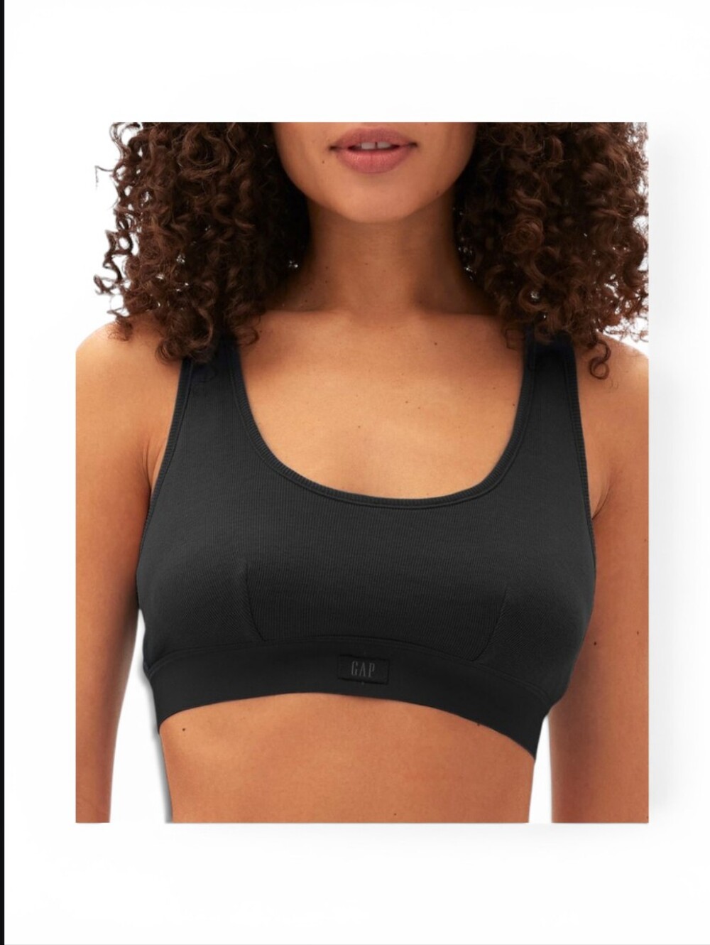 🆕️ GapBody Ribbed Logo Comfort Racerback Bra True Black Womens XS